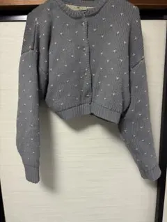 willfully グレー ハート柄 ニットカーディガン