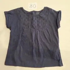 オバイビ ネイビー トップス Tシャツ 半袖 女の子 ベビー服 無地のサムネイル