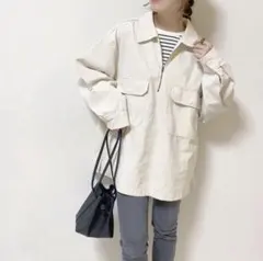 GUジーユー　デニムハーフジッププルオーバーシャツ(長袖)