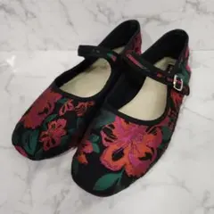 niko and…　オリジナルカンフーシューズ　メリージェーンシューズ　花柄　L