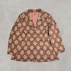 幾何学模様 総柄 テーラード ジャケット 昭和 レトロ ヴィンテージ 一点物