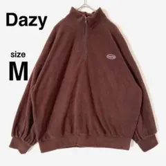 Dazy 【M】ハーフジップ フリース ドロップショルダー 刺繍 ユニセックス
