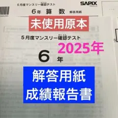 最新原本新品サピックス5年2025年6月度マンスリー確認テスト解答用紙