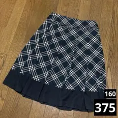 375 千鳥柄 膝丈 プリーツ スカート ハウンドトゥース