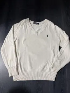 East Boy ホワイト Vネックニット S セーター