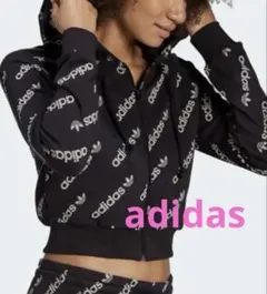 adidas アディダス　ショート丈　ジップアップパーカー　平成ギャル　丈短