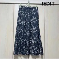 IEDIT ネイビー　Mサイズ プリント柄ロングスカート　夏秋春のサムネイル