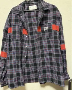 over print チェックシャツ 長袖シャツ M