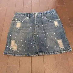 デニムダメージミニスカート ウエスト61cm
