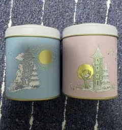 ムーミンやしき　季節の移ろい　メリーチョコレート 空き缶 ピンク セット