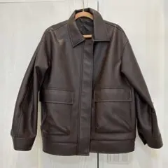 ゆずぽんず様専用 フェイクレザーオーバーサイズジャケット　GU ブラウン