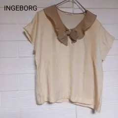 インゲボルグ　INGEBORG リボン襟ブラウス　半袖　アイボリー　ピンタックのサムネイル