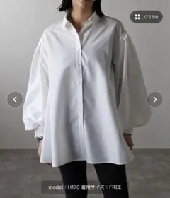 Bonjour Sagan 裾フレアバルーンスリーブシャツブラウス