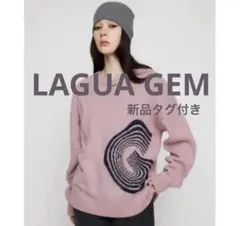 LAGUA GEM 新品タグ付き ニット BIG LOGO SHAGGY ピンクのサムネイル