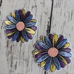 2枚set★ ガーベラ マーガレット お花 アイロンワッペン