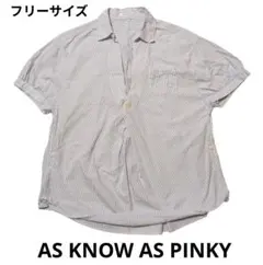 【AS KNOW AS PINKY】ストライプ柄 半袖シャツ カジュアルシャツのサムネイル