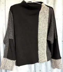異素材ミックス 長袖ニット セーター