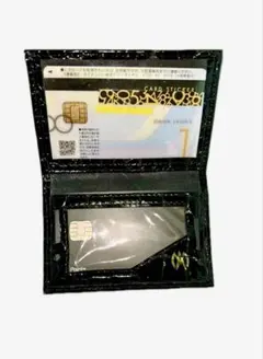 マイナンバーカードケース クロコ調 牛革型押し クレジットカードケース ブラック