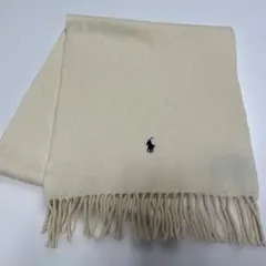 Ralph Lauren ラムズウールマフラー ポニー刺繍 美品　アイボリー
