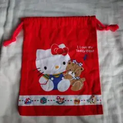 メルカリ便 ハローキティ 巾着袋 レッド 赤い昭和レトロなSanrio 1986