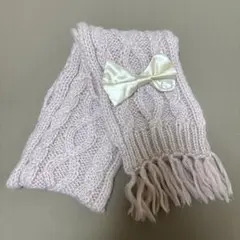 ②USJ薄いピンク ケーブル編み マフラー リボン付きキティのサムネイル