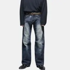 00s グランジ　y2k ストレートデニム　ローライズ　ワイド