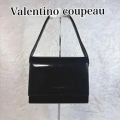 極美品✨Valentino coupeau エナメルボックス型ハンドバッグ　黒