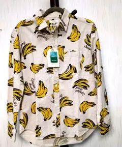 チャオ　バナナ柄シャツ　コットンリネン　アロハ　かりゆし　総柄　フルーツ　果物