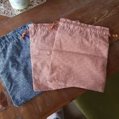 波模様 巾着袋 3個セット