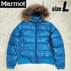 美品＊Marmot マーモット クラシコ ダウンジャケット ファー ロゴ刺繍 L
