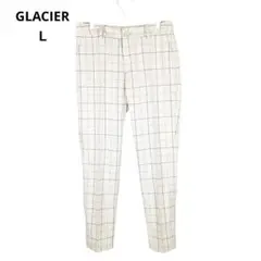 【GLACIER】カジュアルパンツ　Ｌ　ホワイトチェック系　レーヨン　レディース