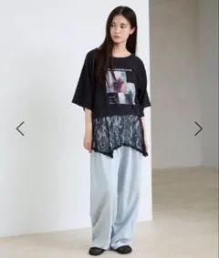 brightフォトコラージュボートネックプリントTのサムネイル