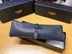 ネイビー レザー ルポ・セカンド・ペンケース 箱付き