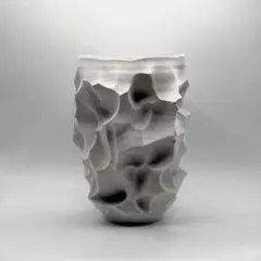 壺 抉 Ø90 3号 マットホワイト 3Dプリント鉢 試作特価