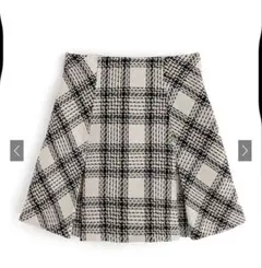 チェック柄フレアスカート ホワイト/ブラック　GRL