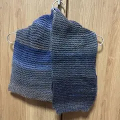 グレー 青 ストライプ ネックウォーマー　マフラー