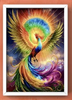 運気を引き寄せる鳳凰　開運や繁栄、守護の力を宿らせる　額縁付きグラフィック