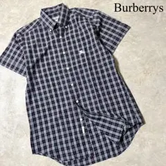 ★美品★ Burberrys バーバリー ロゴ刺繍 チェック柄 BD半袖シャツ