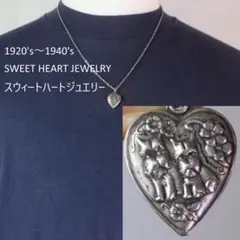 40s　スウィートハートジュエリー　WW2　シルバー チャーム　犬　勿忘草