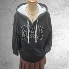 y2k GAP フルジップ パーカー 平成 ギャル 裏ボア グレー
