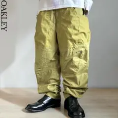 00s OAKLEY ワイドカーゴパンツ ワンポイント刺繍ロゴ グレー Y2K