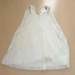 新品タグ付アイボリー シフォン プリーツ ノースリーブ チュニック XS