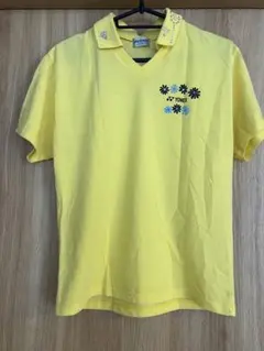YONEX ヨネックス花柄刺繍入り半袖ポロシャツ ビジュー付きスポーツウェア綿混