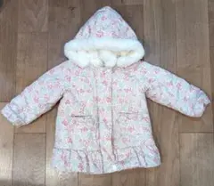 ビケットクラブ　花柄中綿コート ファー付きフード　裏起毛　キムラタン