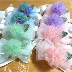 トリミングチョーカー 紫陽花風ドッドリボン 業務用 12本セット