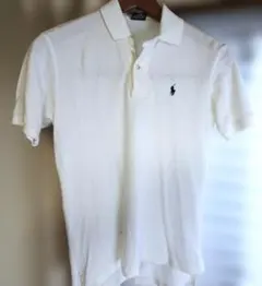 ポロラルフローレン　Mサイズ　メンズ　白　ポロシャツ　黒刺繍ポニー　ワンポイント