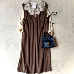 新品タグ付 INDIVI 19号 5L あったかジャンパースカート 24AW