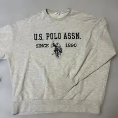 U.S. POLO ASSN. グレー スウェット L、前プリント紺色のサムネイル
