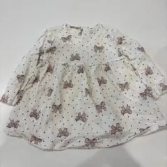 H&M エイチアンドエム　ホワイト　ハート　リボン　ドット　80 長袖　トップス