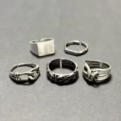 【お値下げ！】 シルバー リング5点セット 韓国 編み込み メンズ ユニセックス
